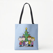 Peanuts | The Gang Around the Christmas Tree Tote Bag