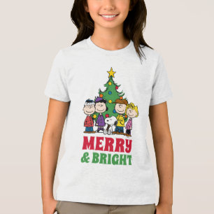 Peanuts The Gang Around the Christmas Tree Tri-Blend Shirt