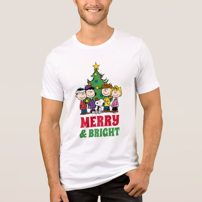 Peanuts | The Gang Around the Christmas Tree Tri-Blend Shirt (Front)