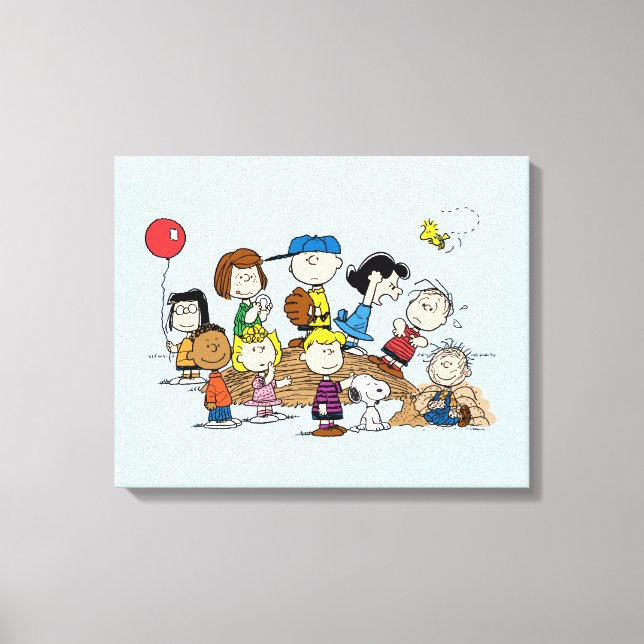 Peanuts | The Gang at the Pitcher's Mound Canvas Print (Front)