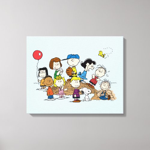 Peanuts  The Gang at the Pitchers Mound Canvas Print