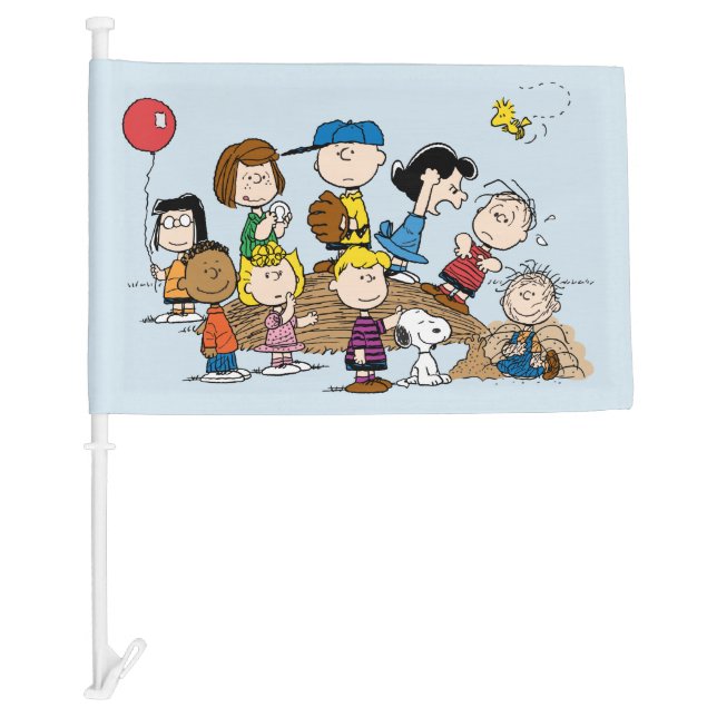 Peanuts | The Gang at the Pitcher's Mound Car Flag (Front)