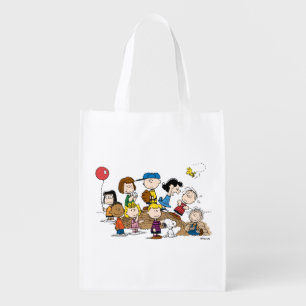 Peanuts The Gang at the Pitcher's Mound Grocery Bag