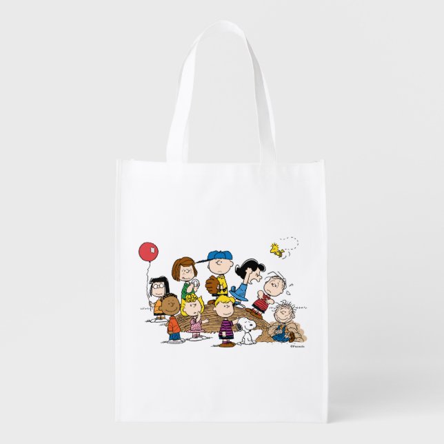 Peanuts | The Gang at the Pitcher's Mound Grocery Bag (Front)