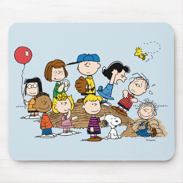 Peanuts The Gang at the Pitcher's Mound Mouse Pad Zazzle