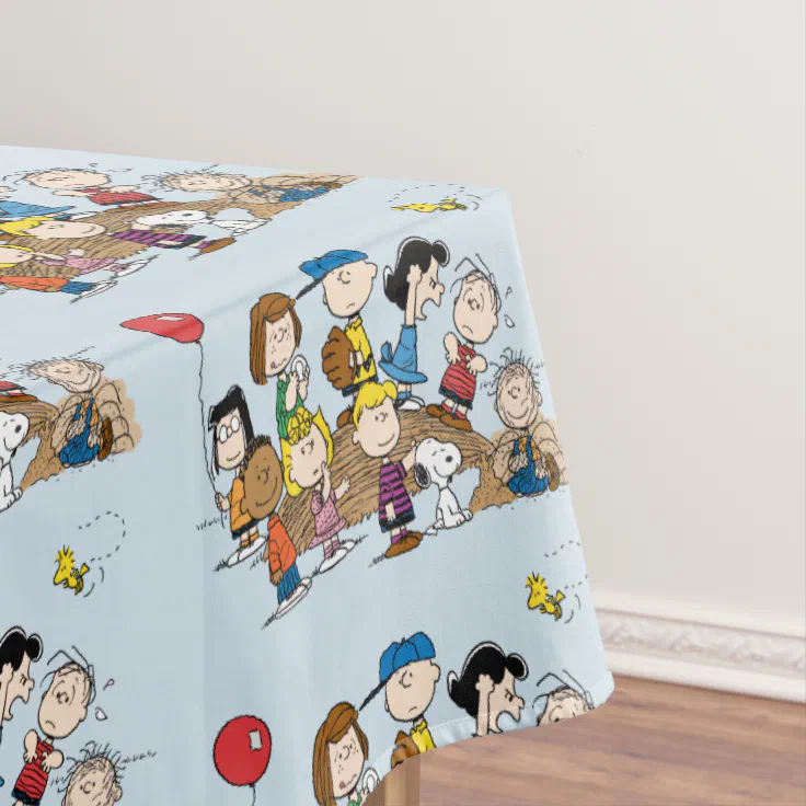 Peanuts | The Gang at the Pitcher's Mound Tablecloth | Zazzle