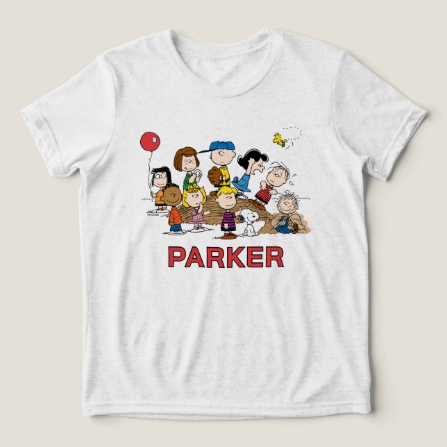 Peanuts | The Gang at the Pitcher's Mound Tri-Blend Shirt (Design Front)
