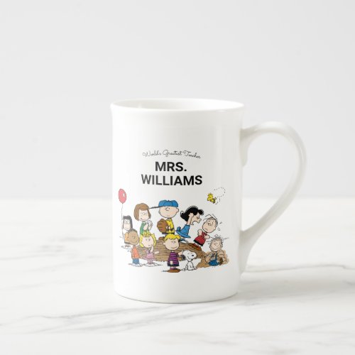 Peanuts  The Gang Greatest Teacher Personalized Bone China Mug