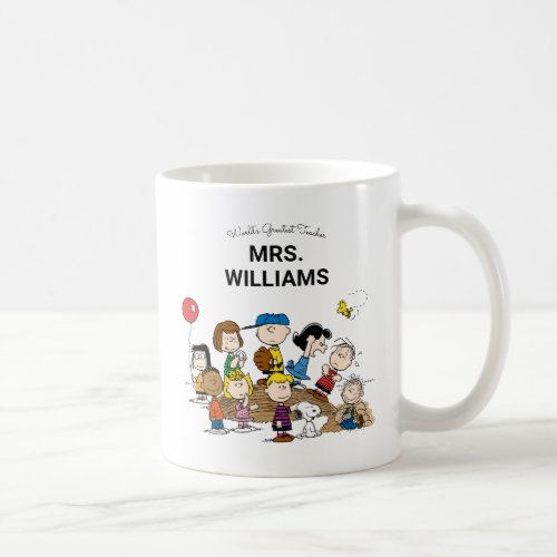 Peanuts  The Gang Greatest Teacher Personalized Coffee Mug