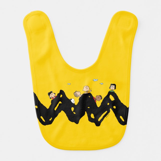 Peanuts | The Gang on the Zig Zag Baby Bib (Front)