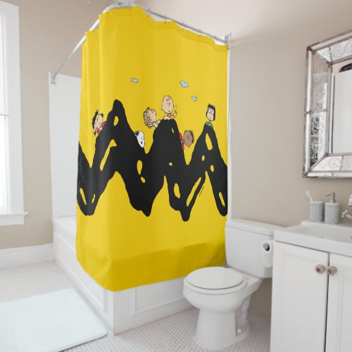 Peanuts  The Gang on the Zig Zag Shower Curtain