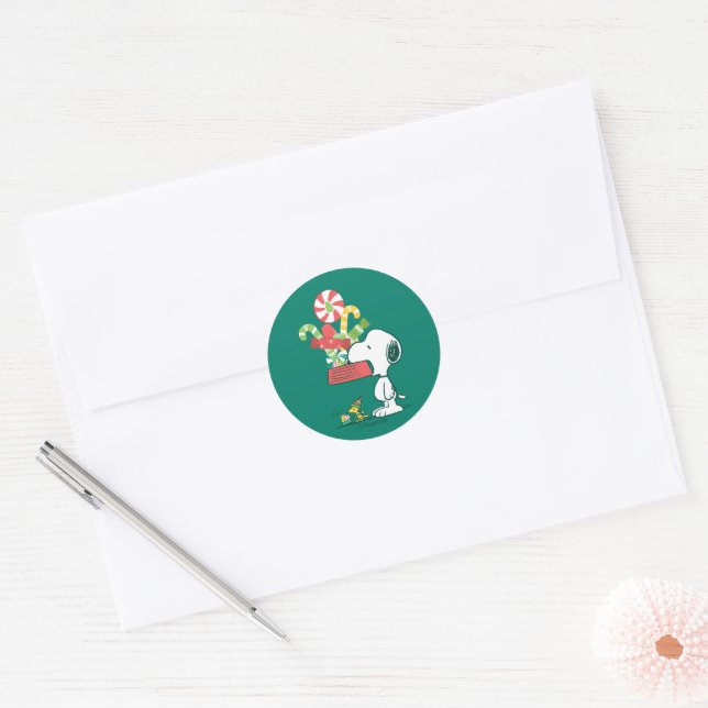 Peanuts | The More The Merrier Classic Round Sticker (Envelope)