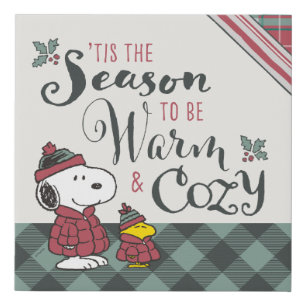 Peanuts Tis the Season To Be Cozy Faux Canvas Print