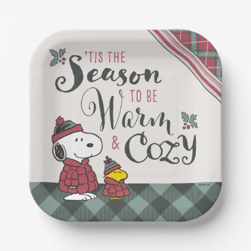 Peanuts  Tis the Season To Be Cozy Paper Plates