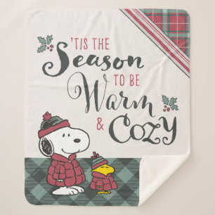 Peanuts Tis the Season To Be Cozy Sherpa Blanket