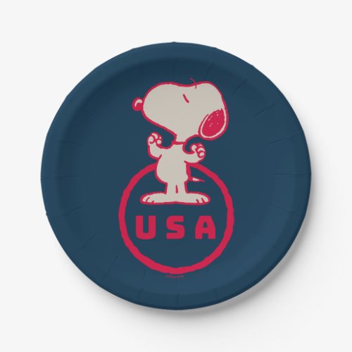 Peanuts  USA Snoopy Paper Plates