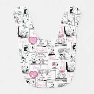 Peanuts Valentine Heart Love Pattern Baby Bib