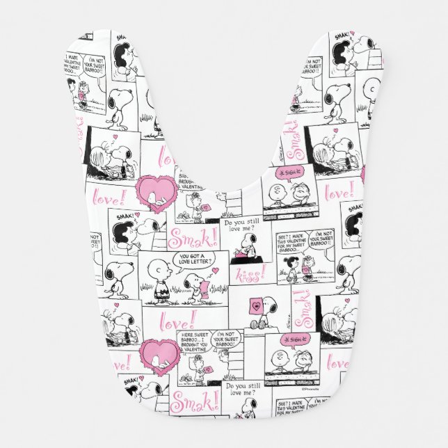 Peanuts | Valentine Heart Love Pattern Baby Bib (Front)