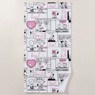 Peanuts Valentine Heart Love Pattern Beach Towel