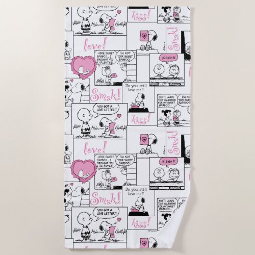 Peanuts  Valentine Heart Love Pattern Beach Towel