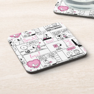 Peanuts Valentine Heart Love Pattern Beverage Coaster