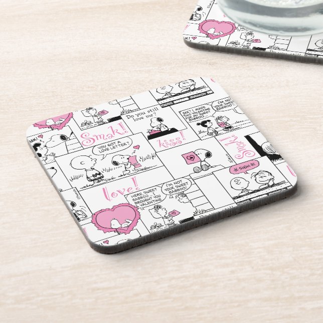 Peanuts | Valentine Heart Love Pattern Beverage Coaster (Left Side)