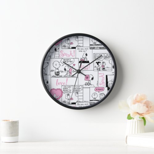 Peanuts  Valentine Heart Love Pattern Clock