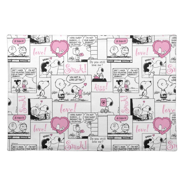 Peanuts | Valentine Heart Love Pattern Cloth Placemat (Front)
