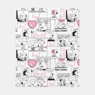 Peanuts Valentine Heart Love Pattern Fleece Blanket