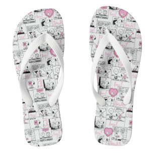 Peanuts Valentine Heart Love Pattern Flip Flops