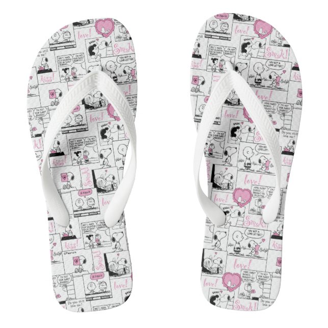 Peanuts | Valentine Heart Love Pattern Flip Flops (Footbed)