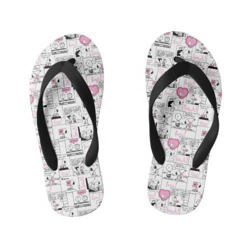 Peanuts  Valentine Heart Love Pattern Kids Flip Flops