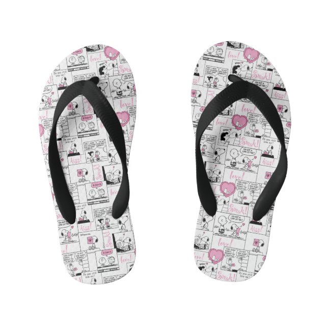 Peanuts | Valentine Heart Love Pattern Kid's Flip Flops (Footbed)