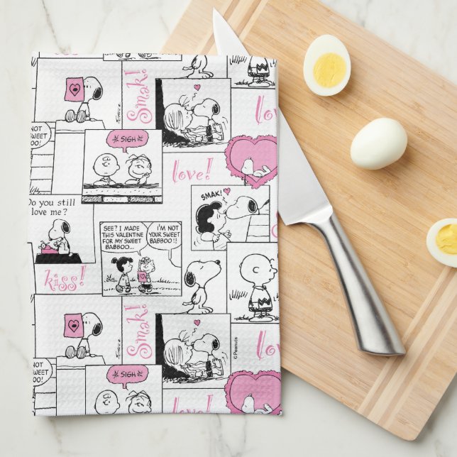 Peanuts | Valentine Heart Love Pattern Kitchen Towel (Quarter Fold)
