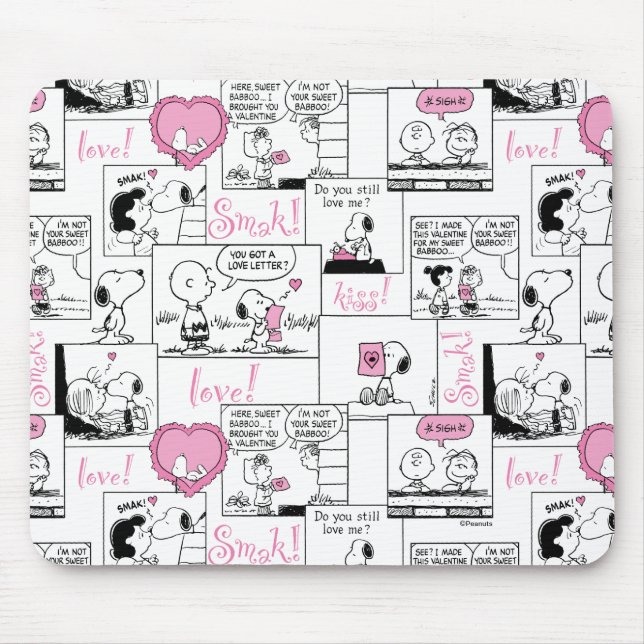 Peanuts | Valentine Heart Love Pattern Mouse Pad (Front)