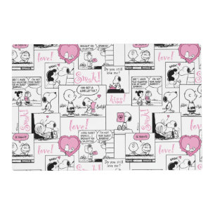 Peanuts Valentine Heart Love Pattern Placemat