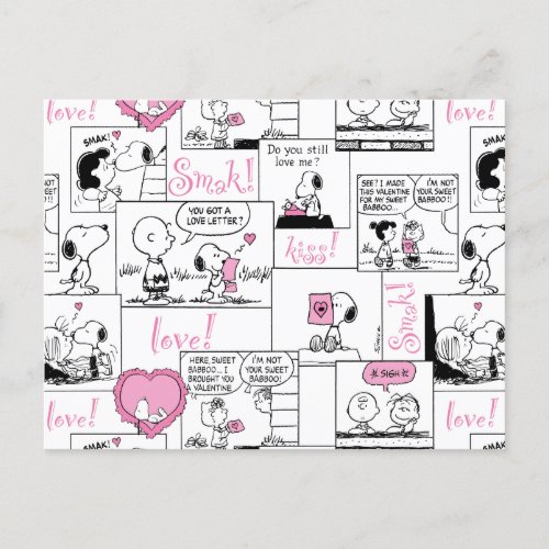 Peanuts  Valentine Heart Love Pattern Postcard