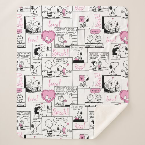 Peanuts  Valentine Heart Love Pattern Sherpa Blanket