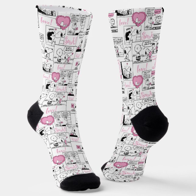 Peanuts | Valentine Heart Love Pattern Socks (Angled)