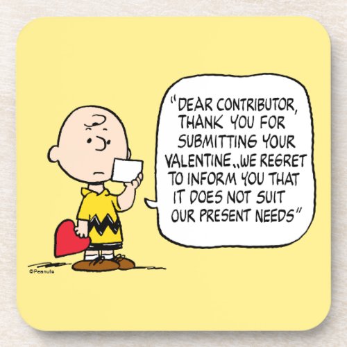 Peanuts  Valentines Day  Charlie Brown Beverage Coaster