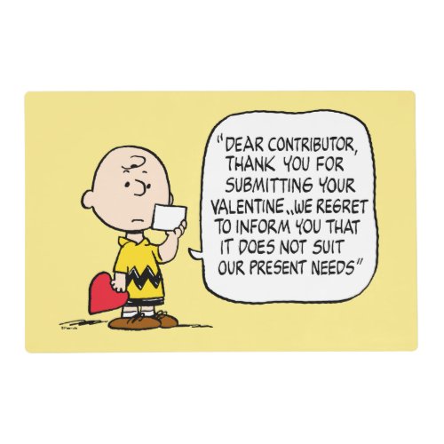 Peanuts  Valentines Day  Charlie Brown Placemat