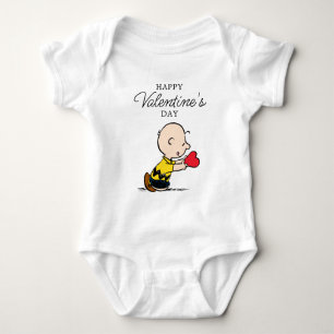 Peanuts   Valentine's Day Charlie Brown Red Heart Baby Bodysuit