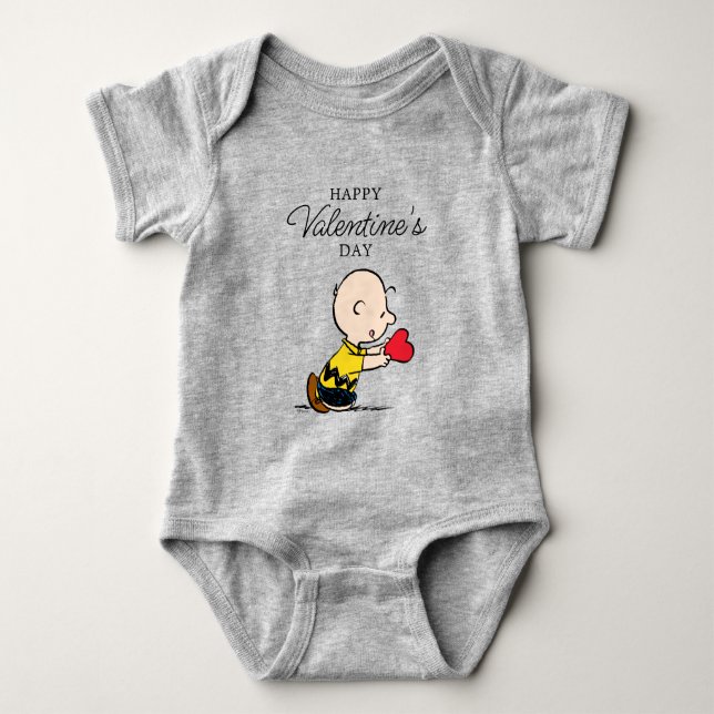Peanuts | Valentine's Day Charlie Brown Red Heart Baby Bodysuit (Front)