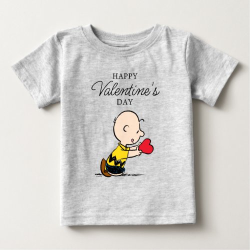 Peanuts  Valentines Day Charlie Brown Red Heart Baby T_Shirt
