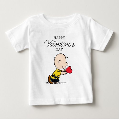 Peanuts  Valentines Day Charlie Brown Red Heart Baby T_Shirt