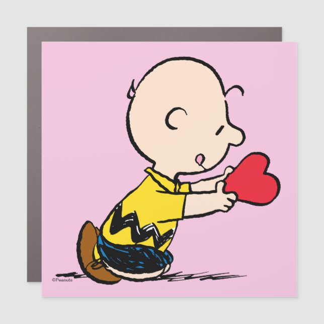 Peanuts | Valentine's Day Charlie Brown Red Heart Car Magnet (Front)