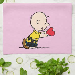 Peanuts Valentine's Day Charlie Brown Red Heart Kitchen Towel