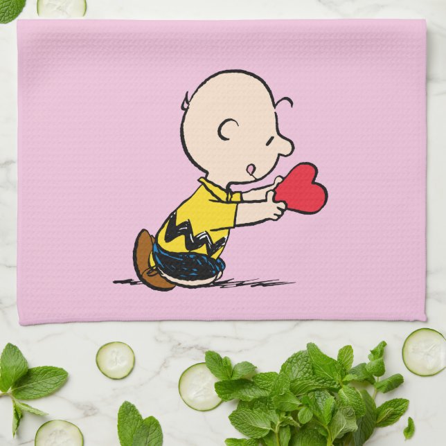 Peanuts | Valentine's Day Charlie Brown Red Heart Kitchen Towel (Folded)