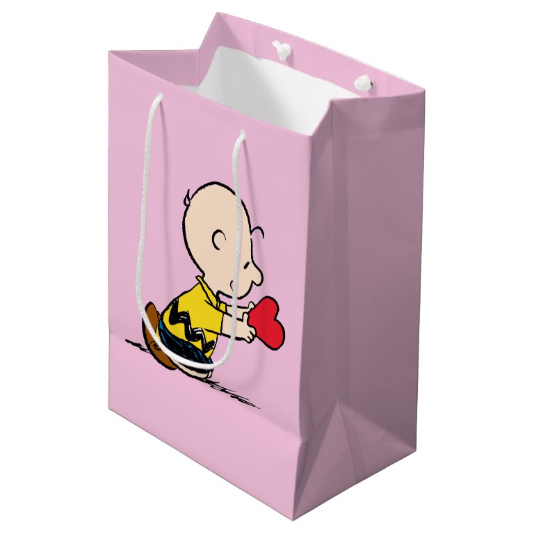 Peanuts | Valentine&#39;s Day Charlie Brown                    Red Heart Medium Gift Bag