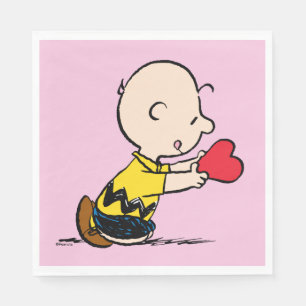 Peanuts Valentine's Day Charlie Brown Red Heart Napkins